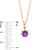 Thumbnail Image 4 of 6.0mm Amethyst and 1/10 CT. T.W. Diamond Flower Pendant in 10K Rose Gold