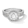 Thumbnail Image 1 of 3 CT. T.W. Certified Lab-Grown Diamond Cushion-Shaped Frame Bridal Set in 14K White Gold (F/VS2)