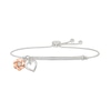 Thumbnail Image 1 of 1/10 CT. T.W. Diamond "mama" Flower and Heart Charm Bolo Bracelet in Sterling Silver and 10K Rose Gold - 9.0"