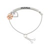 Thumbnail Image 2 of 1/10 CT. T.W. Diamond "mama" Flower and Heart Charm Bolo Bracelet in Sterling Silver and 10K Rose Gold - 9.0"