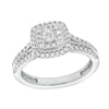 Thumbnail Image 1 of 1/2 CT. T.W. Cushion-Shaped Multi-Diamond Frame Split Shank Vintage-Style Engagement Ring in 10K White Gold