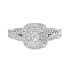 Thumbnail Image 4 of 1/2 CT. T.W. Cushion-Shaped Multi-Diamond Frame Split Shank Vintage-Style Engagement Ring in 10K White Gold
