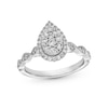 Thumbnail Image 1 of 1/2 CT. T.W. Pear-Shaped Multi-Diamond Frame Scallop Shank Vintage-Style Engagement Ring in 10K White Gold
