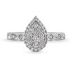 Thumbnail Image 4 of 1/2 CT. T.W. Pear-Shaped Multi-Diamond Frame Scallop Shank Vintage-Style Engagement Ring in 10K White Gold