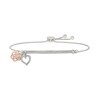 Thumbnail Image 1 of 1/10 CT. T.W. Diamond "nana" Flower and Heart Charm Bolo Bracelet in Sterling Silver and 10K Rose Gold - 9.0"