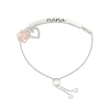 Thumbnail Image 2 of 1/10 CT. T.W. Diamond "nana" Flower and Heart Charm Bolo Bracelet in Sterling Silver and 10K Rose Gold - 9.0"