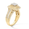 Thumbnail Image 3 of 1 CT. T.W. Princess-Cut Multi-Diamond Double Cushion Frame Triple Row Engagement Ring in 10K Gold