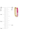 Thumbnail Image 3 of Lab-Created Ruby and Pink Lab-Created Sapphire Ombre Square Hoop Earrings in Sterling Silver with 14K Gold Plate