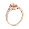 Thumbnail Image 3 of Oval Morganite and 1/4 CT. T.W. Diamond Open Frame Split Shank Ring in 10K Rose Gold
