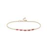 Thumbnail Image 1 of Marquise-Cut Certified Ruby and 1/20 CT. T.W. Diamond Alternating Bolo Bracelet in 10K Gold - 9.0"