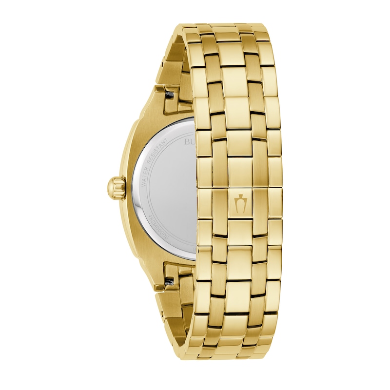 Main Image 3 of Men’s Bulova Diamond Accent Gold-Tone IP Chronograph Watch with Square Black Dial (Model: 97D138)