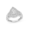 Thumbnail Image 1 of 1 CT. T.W. Pear-Shaped Multi-Diamond Double Frame Tri-Sides Split Shank Engagement Ring in 10K White Gold