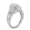 Thumbnail Image 3 of 1 CT. T.W. Pear-Shaped Multi-Diamond Double Frame Tri-Sides Split Shank Engagement Ring in 10K White Gold