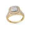 Thumbnail Image 1 of 1 CT. T.W. Princess-Cut Multi-Diamond Double Cushion Frame Engagement Ring in 10K Gold