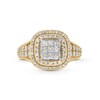 Thumbnail Image 4 of 1 CT. T.W. Princess-Cut Multi-Diamond Double Cushion Frame Engagement Ring in 10K Gold