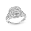 Thumbnail Image 1 of 1 CT. T.W. Princess-Cut Multi-Diamond Double Cushion Frame Engagement Ring in 10K White Gold