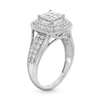 Thumbnail Image 3 of 1 CT. T.W. Princess-Cut Multi-Diamond Double Cushion Frame Engagement Ring in 10K White Gold