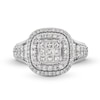 Thumbnail Image 4 of 1 CT. T.W. Princess-Cut Multi-Diamond Double Cushion Frame Engagement Ring in 10K White Gold