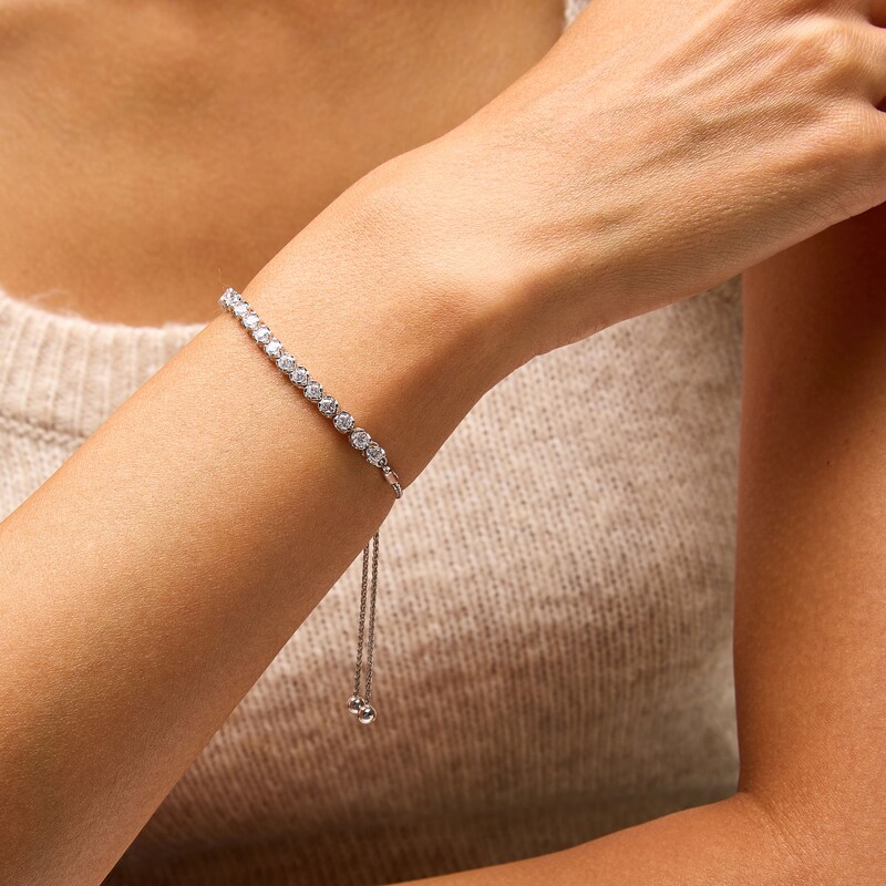 Main Image 2 of 2 CT. T.W. Lab-Grown Diamond Bubbles Line Bolo Bracelet in Sterling Silver - 9.0"