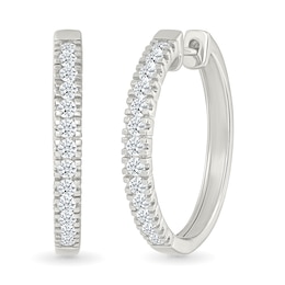 1 CT. T.W. Lab-Grown Diamond Hoop Earrings in Sterling Silver