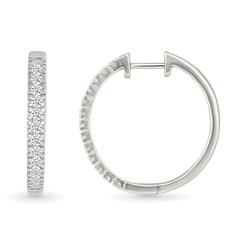 Main Image 3 of 1 CT. T.W. Lab-Grown Diamond Hoop Earrings in Sterling Silver