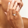 Thumbnail Image 2 of Elongated Cushion-Shaped Lab-Created Opal and 1/10 CT. T.W. Diamond Split Shank Ring in 10K Gold