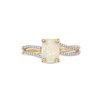 Thumbnail Image 4 of Elongated Cushion-Shaped Lab-Created Opal and 1/10 CT. T.W. Diamond Split Shank Ring in 10K Gold