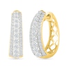 Thumbnail Image 1 of 1/2 CT. T.W. Lab-Grown Diamond Graduated Triple Row Small Hoop Earrings in Sterling Silver with 10K Gold Plate