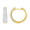 Thumbnail Image 3 of 1/2 CT. T.W. Lab-Grown Diamond Graduated Triple Row Small Hoop Earrings in Sterling Silver with 10K Gold Plate