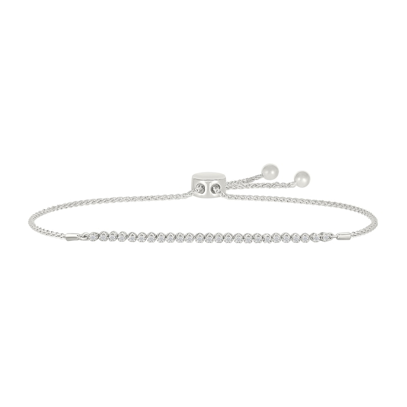 Main Image 1 of 1/2 CT. T.W. Lab-Grown Diamond Bubbles Line Bolo Bracelet in Sterling Silver - 9.0"