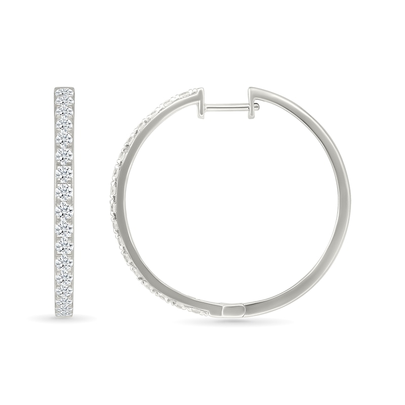 Main Image 3 of 2 CT. T.W. Lab-Grown Diamond Hoop Earrings in Sterling Silver