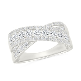 1 CT. T.W. Lab-Grown Diamond Multi-Row Crossover Ring in Sterling Silver
