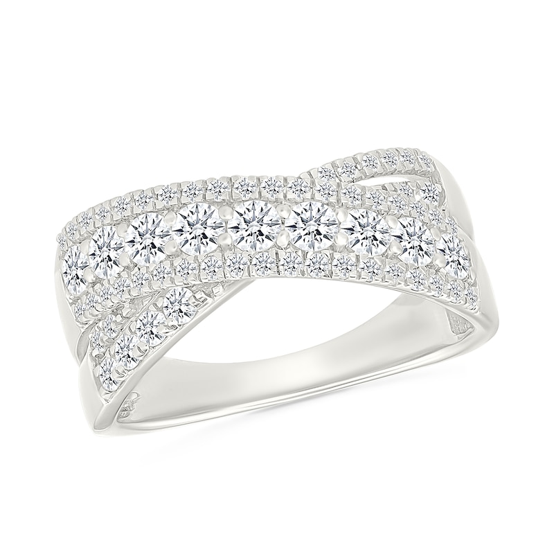 Main Image 1 of 1 CT. T.W. Lab-Grown Diamond Multi-Row Crossover Ring in Sterling Silver