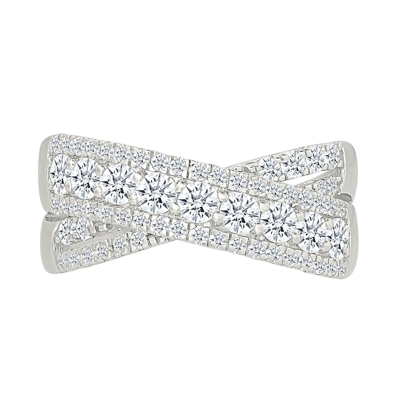 Main Image 3 of 1 CT. T.W. Lab-Grown Diamond Multi-Row Crossover Ring in Sterling Silver