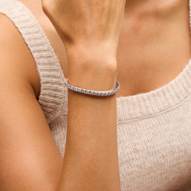 Main Image 2 of 1 CT. T.W. Lab-Grown Diamond Miracle Square Link Tennis Bracelet in Sterling Silver - 7.25"
