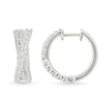 Thumbnail Image 3 of 1 CT. T.W. Lab-Grown Diamond Triple Row Crossover Hoop Earrings in Sterling Silver