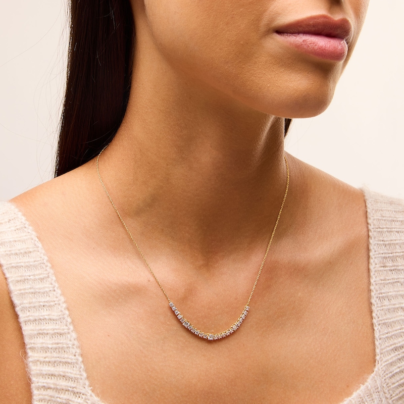 Main Image 2 of 1-1/2 CT. T.W. Lab-Grown Diamond Station Line Necklace in Sterling Silver with 10K Gold Plate