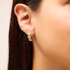 Thumbnail Image 2 of 3/8 CT. T.W. Lab-Grown Diamond Three Stone Twist Hoop Earrings in Sterling Silver with 10K Gold Plate