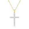 Thumbnail Image 1 of 1/2 CT. T.W. Lab-Grown Diamond Station Cross Pendant in Sterling Silver with 10K Gold Plate