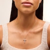 Thumbnail Image 2 of 1/2 CT. T.W. Lab-Grown Diamond Station Cross Pendant in Sterling Silver with 10K Gold Plate