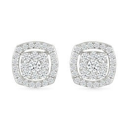 1/2 CT. T.W. Cushion-Shaped Lab-Grown Multi-Diamond Open Frame Stud Earrings in Sterling Silver