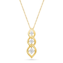 1/3 CT. T.W. Lab-Grown Diamond Graduated Three Stone Flame Drop Pendant in Sterling Silver with 10K Gold Plate