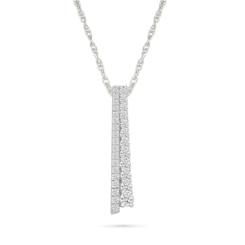 Main Image 1 of 1/2 CT. T.W. Journey Lab-Grown Diamond Double Bar Drop Pendant in Sterling Silver