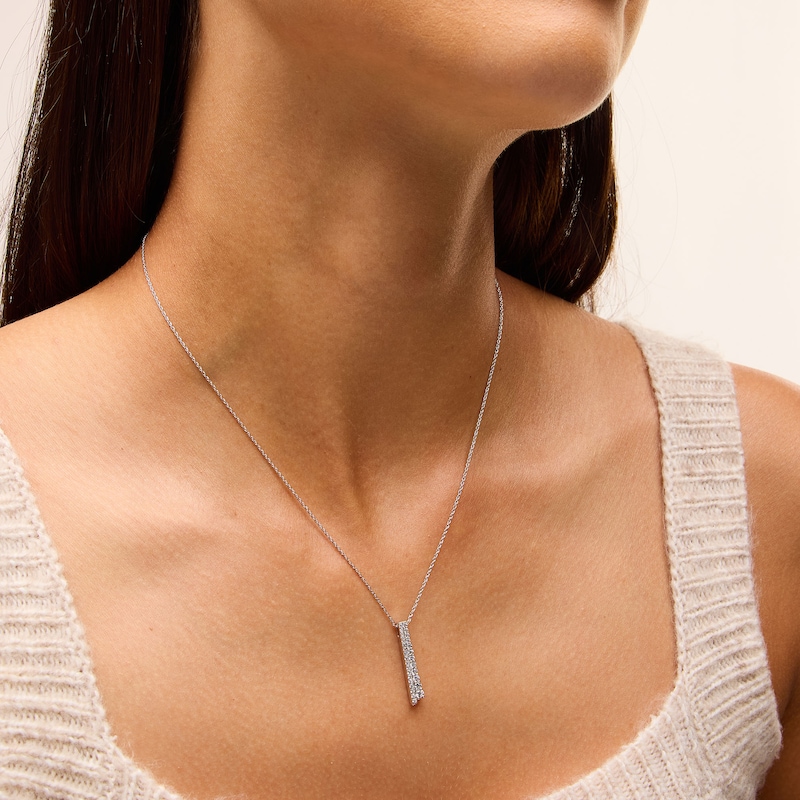 Main Image 2 of 1/2 CT. T.W. Journey Lab-Grown Diamond Double Bar Drop Pendant in Sterling Silver