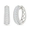 Thumbnail Image 1 of 2 CT. T.W. Lab-Grown Diamond Graduated Triple Row Hoop Earrings in Sterling Silver