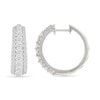 Thumbnail Image 3 of 2 CT. T.W. Lab-Grown Diamond Graduated Triple Row Hoop Earrings in Sterling Silver