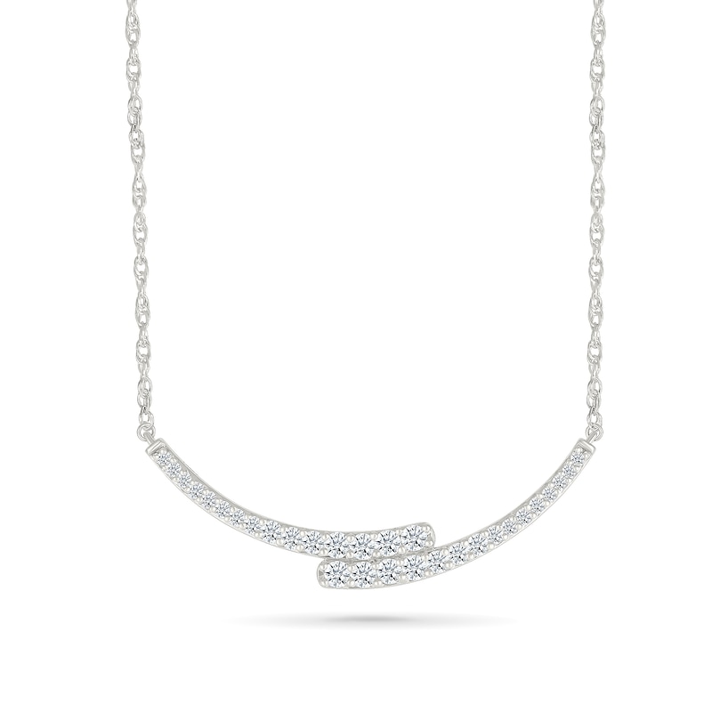 Main Image 1 of 1 CT. T.W. Lab-Grown Diamond Bypass Curved Bar Necklace in Sterling Silver