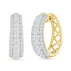 Thumbnail Image 1 of 1/2 CT. T.W. Lab-Grown Diamond Graduated Triple Row Hoop Earrings in Sterling Silver with 10K Gold Plate