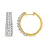 Thumbnail Image 3 of 1/2 CT. T.W. Lab-Grown Diamond Graduated Triple Row Hoop Earrings in Sterling Silver with 10K Gold Plate
