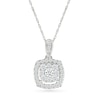 Thumbnail Image 1 of 3/8 CT. T.W. Cushion-Shaped Lab-Grown Multi-Diamond Open Frame Drop Pendant in Sterling Silver